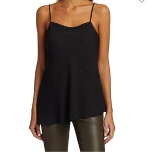 Theory Women's Black Chiffon Asymmetric Slip Cami